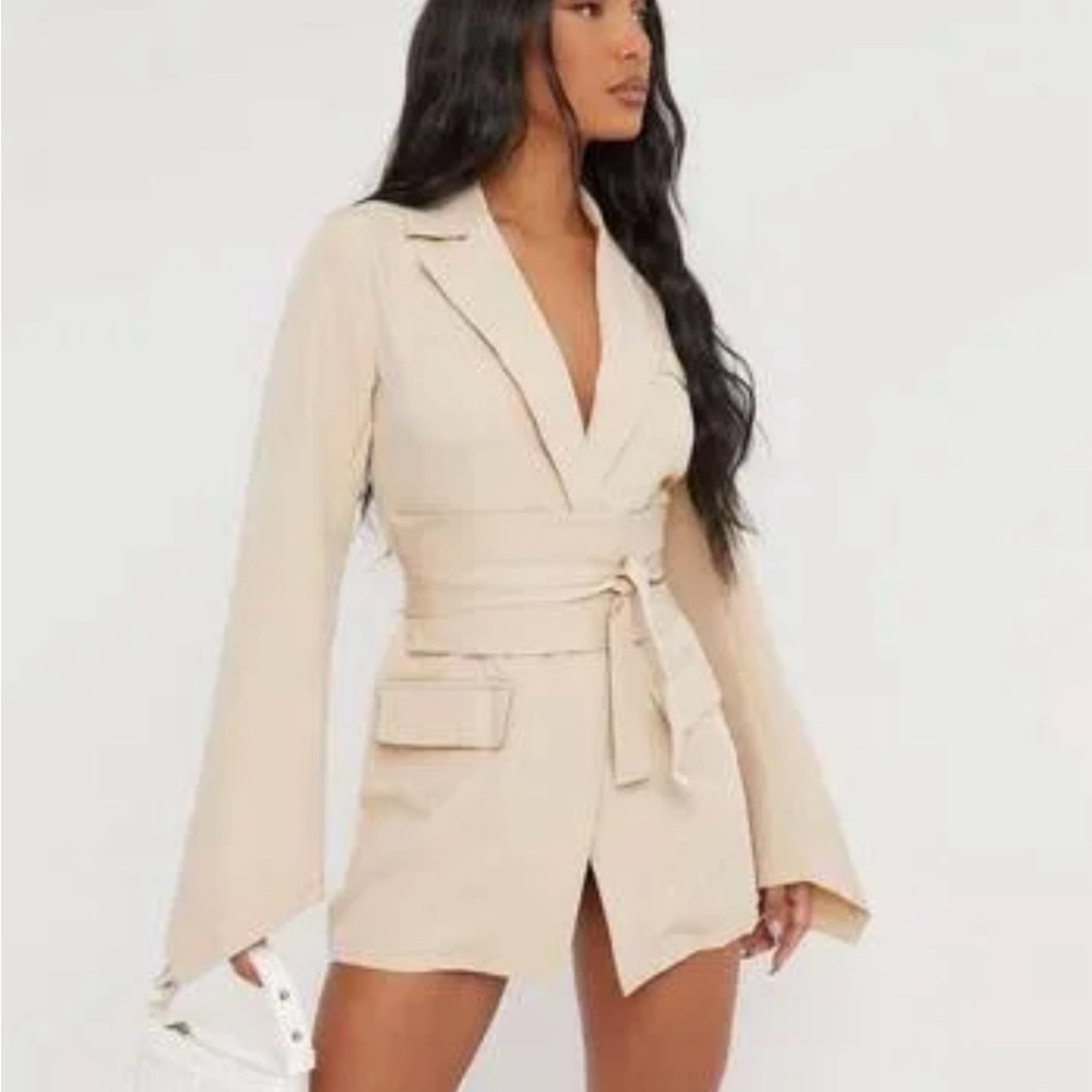 Chic Tan Blazer Dress